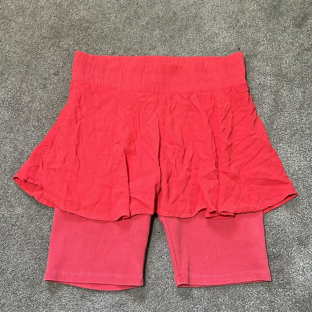 Free People FP Movement Ballet All Day Coral Pink Skort Size Large